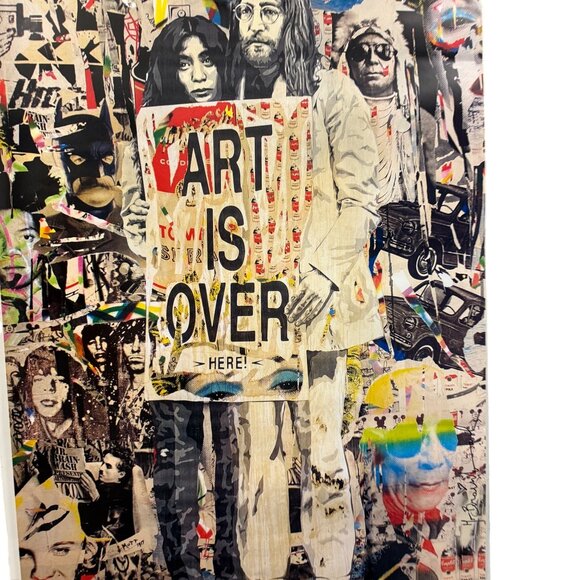 John Lennon Yoko Ono Art Is Over Poster Collage Print Signed By Mr Brainwash 24" - Picture 2 of 4